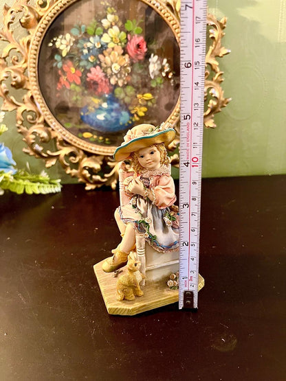 Victorian Girl Figurine with Rabbit