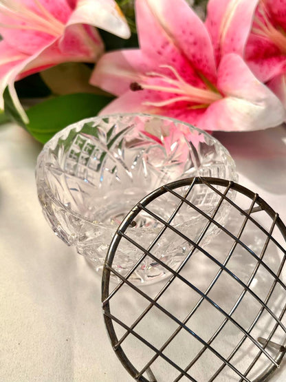 Vintage Clear Crystal Floral-Cut Bowl – Approx. 4 Inch