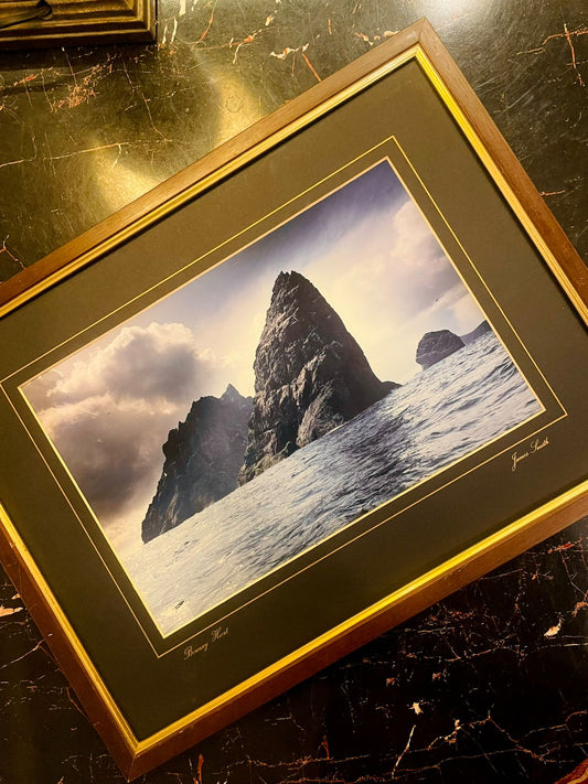 Vintage Seascape Framed Photography – Rocky Coast Wall Art