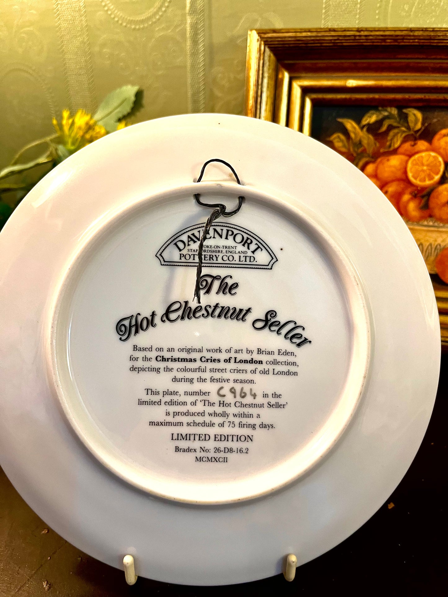Davenport Hot Chestnut Seller Limited Edition Collector Plate 1992