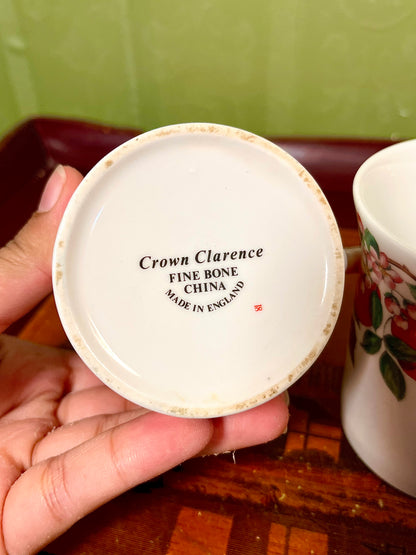 Crown Clarence Fine Bone China Apple & Blackberry Mugs Set of 2 10cm
