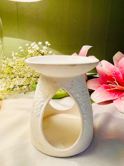 Yankee Candle White Floral Ceramic Wax Melt Burner – 5 Inch