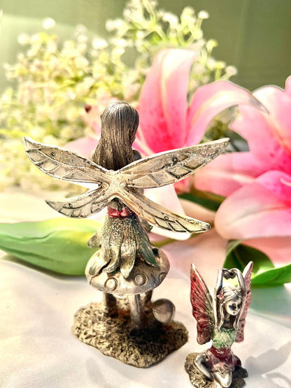 Vintage 2-Piece Silver Fairy Figurine Set 12 cm & 5 cm