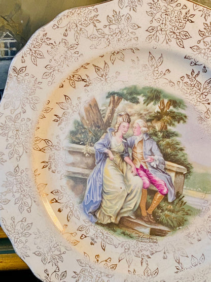Worley Ware England Decorative Plate with Romantic Couple Scene – 8.5 Inches