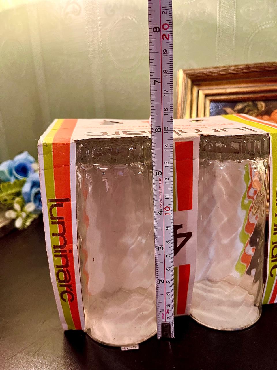 Set of 4 Luminarc Textured Glass Tumblers / Glass Set 15 cm