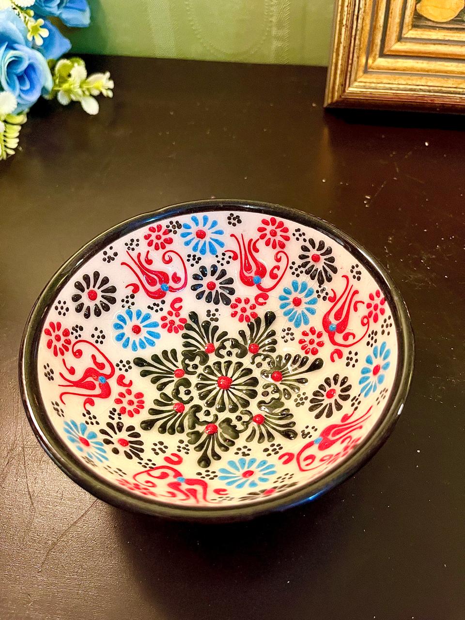 Hand-Painted Floral Ceramic Bowl – 6 Inch Decorative Serving Bowl
