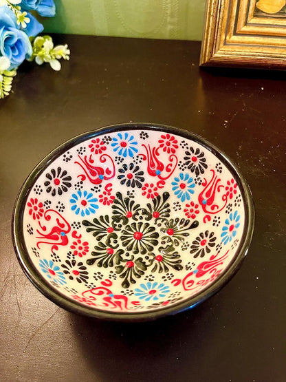 Hand-Painted Floral Ceramic Bowl – 6 Inch Decorative Serving Bowl