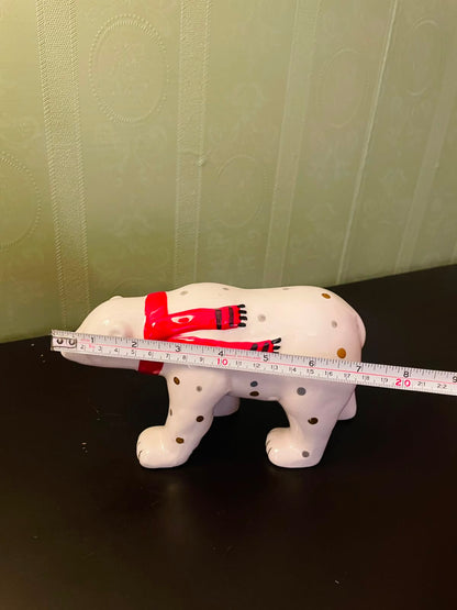 Ceramic Polar Bear Figurine with Red Scarf