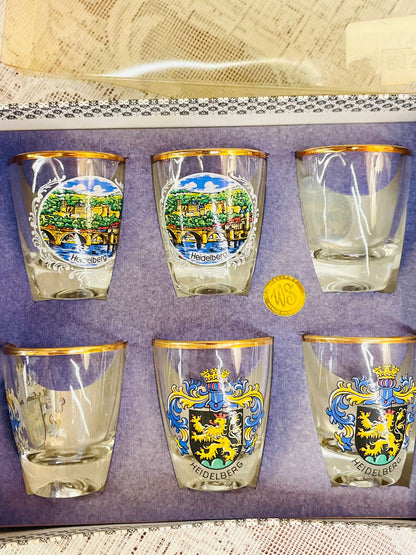 Vintage Heidelberg Shot Glass Set Made in Germany