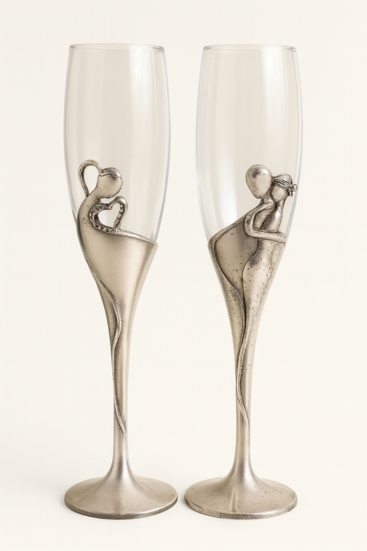 Set of 2 Vintage Crystal Goblets – Elegant Toasting Flutes
