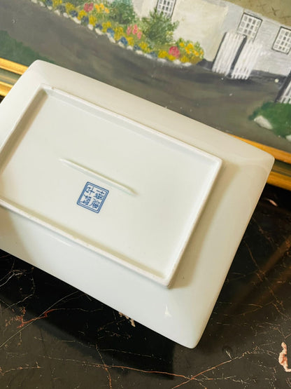 Set of 2 Hand-Painted Rectangular trays with Rooster Design – Asian Porcelain Tableware