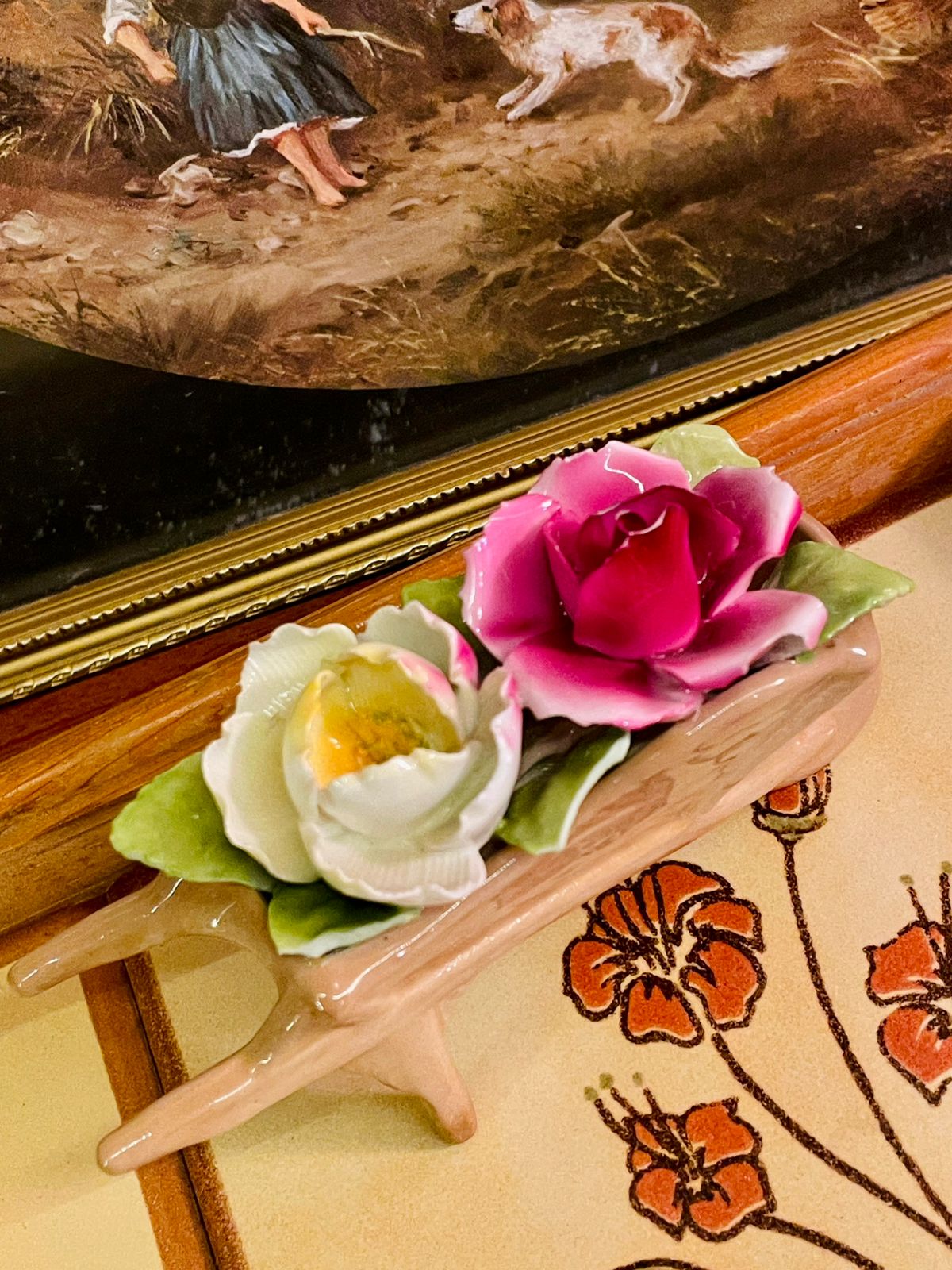 3d Floral Decor Piece, Bone China Floral Cart – Made in England