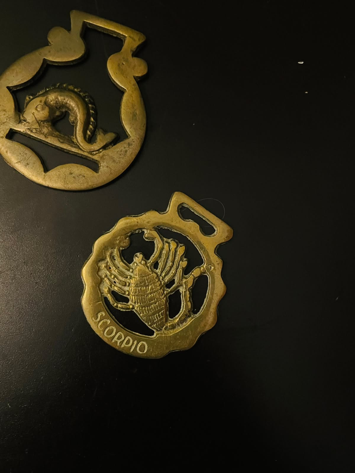 Vintage Brass Zodiac Horse Medallions Set of 3