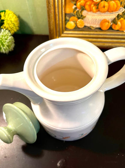 Vintage Floral Ceramic Tea Pot with Green Lid – 7 Inch