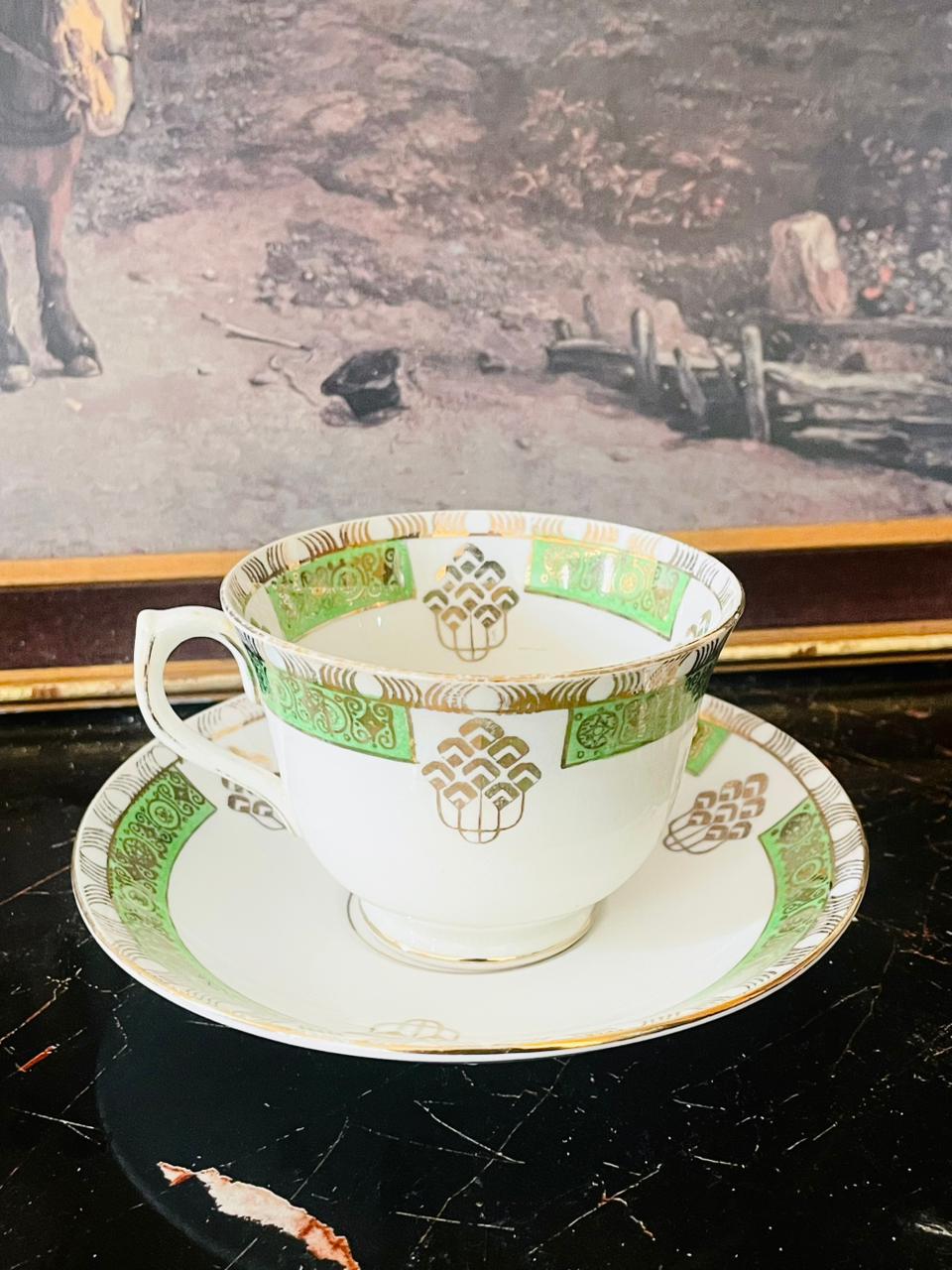 vintage tea cup Pakistan, St Michael china England, fine china cup set, vintage crockery Pakistan, European tea set, rare thrift finds Pakistan, English vintage tea cup saucer, gold rim tea set, Art Deco vintage cups, collectible crockery Lahore, retro tea set England, Sunset Kitchen finds