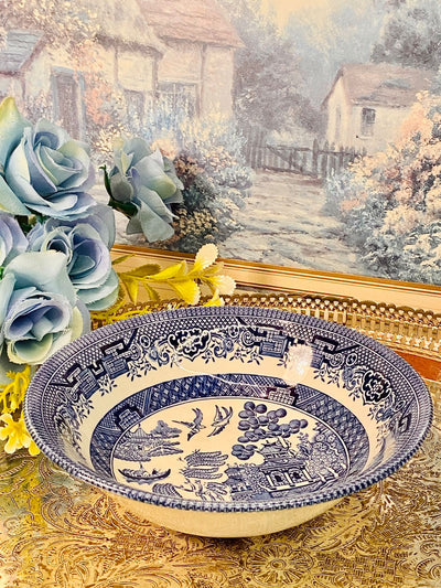 Churchill Blue Willow Bowl Made in England Vintage