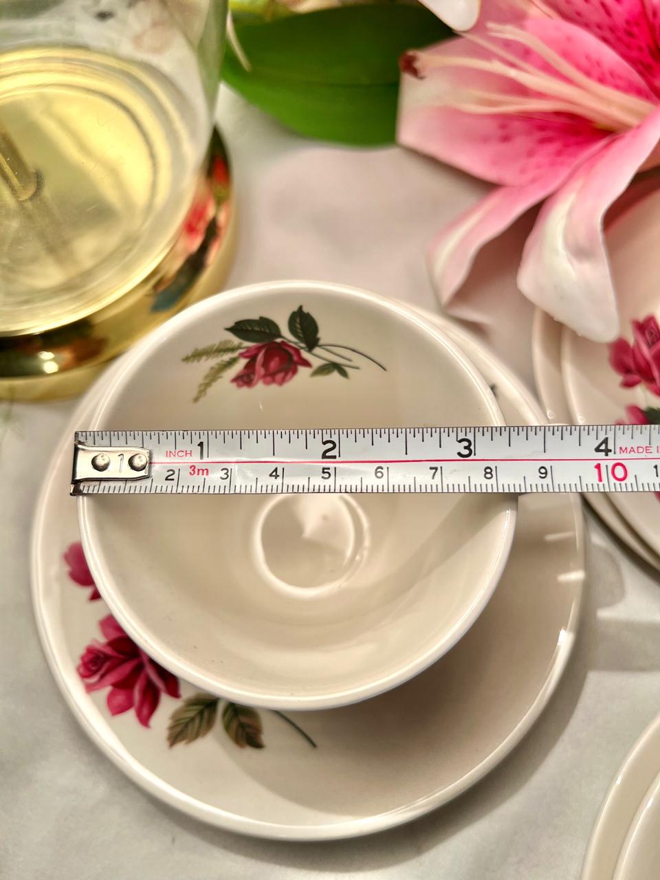 Johnson Bros England Rose Tea Set – 4 Cups, 4 Saucers & 4 Side Plates – 12 Piece Floral Set