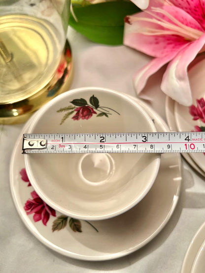 Johnson Bros England Rose Tea Set – 4 Cups, 4 Saucers & 4 Side Plates – 12 Piece Floral Set