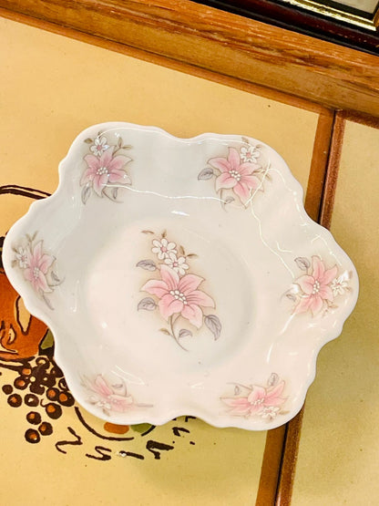 Vintage Floral Bone China Trinket Dish – Mini Jewellery Plate