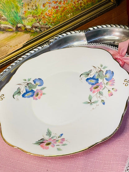 Duchess “Chatsworth” Cake Platter / Sandwich Tray – Gold Rim – Vintage England Bone China
