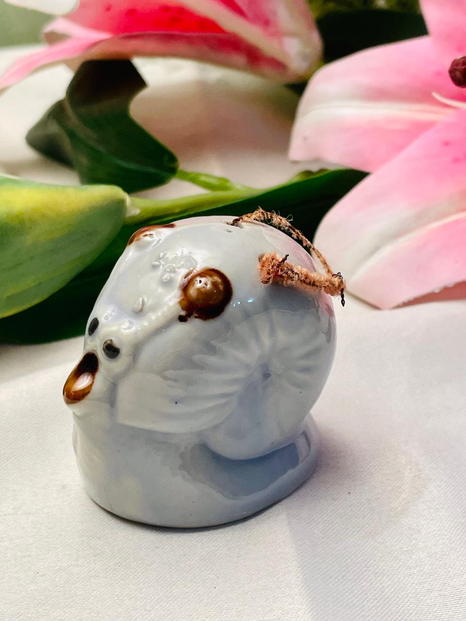 Vintage Ceramic Snail Figurine Ornament 6 cm