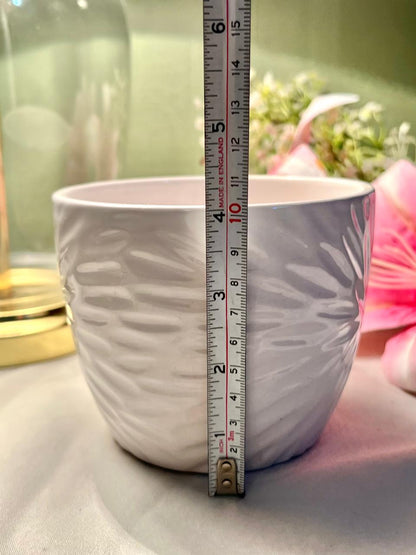 White Textured Ceramic Planter – Approx. 4 Inch