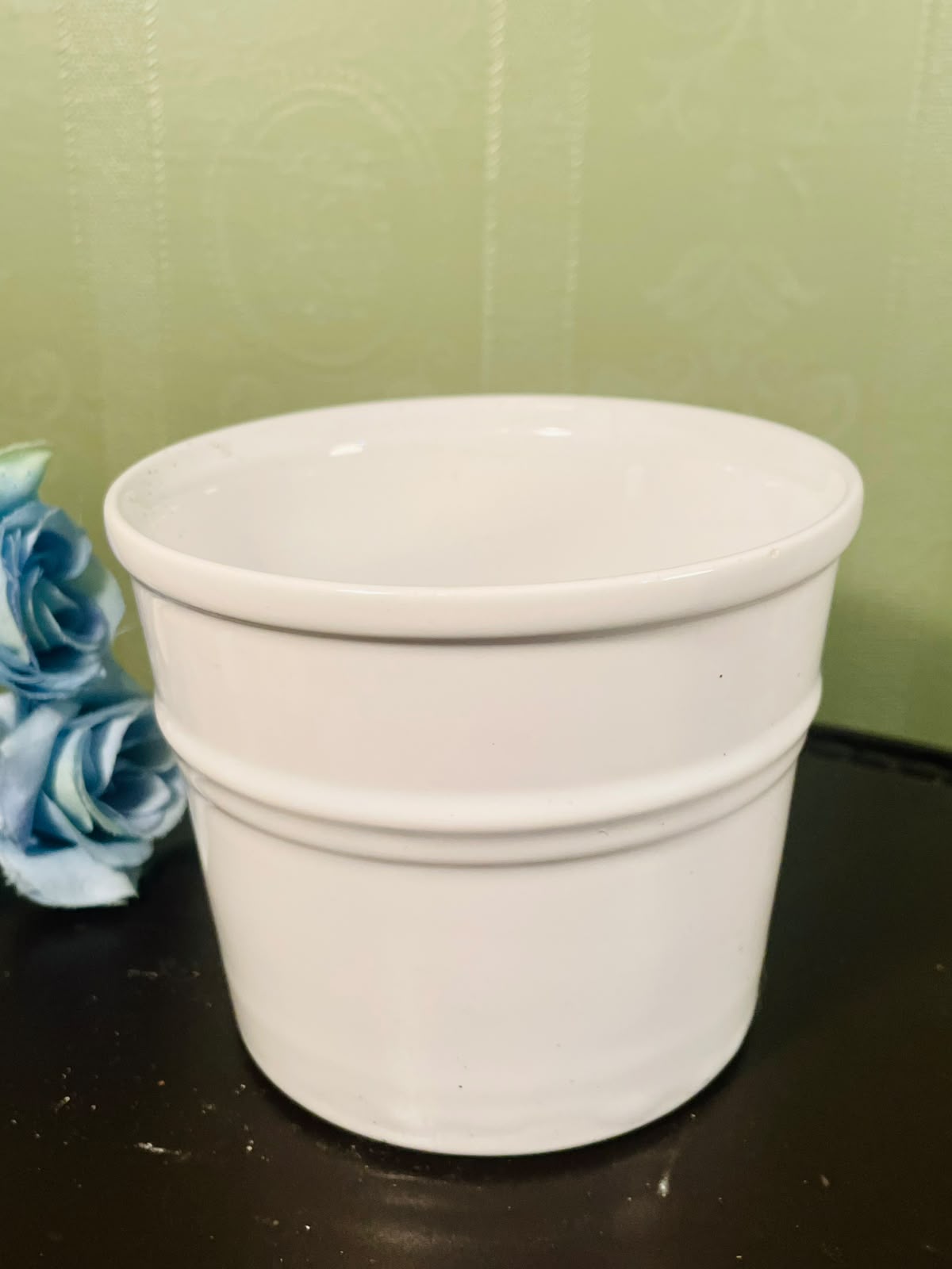 White Ribbed Ceramic Plant Pot – 4 Inch
