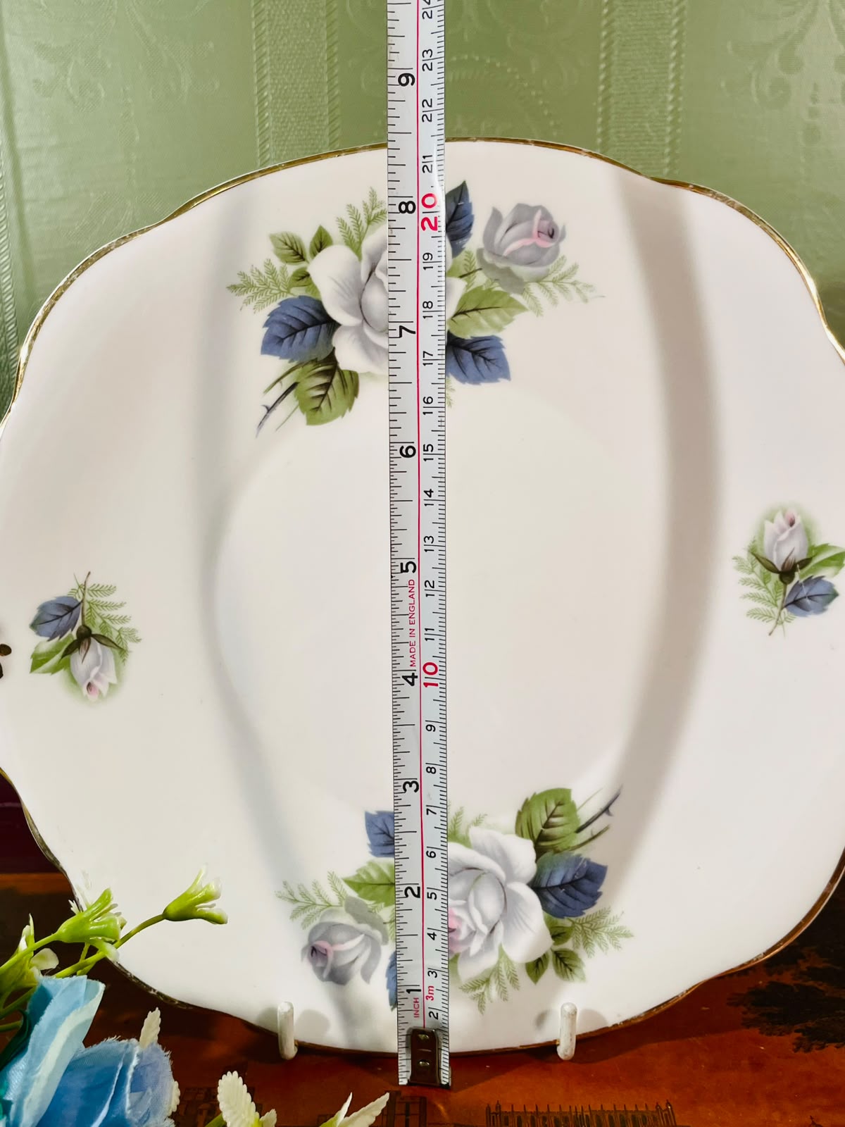 Duchess Grey Rose Fine Bone China Serving Platter – 8 Inch