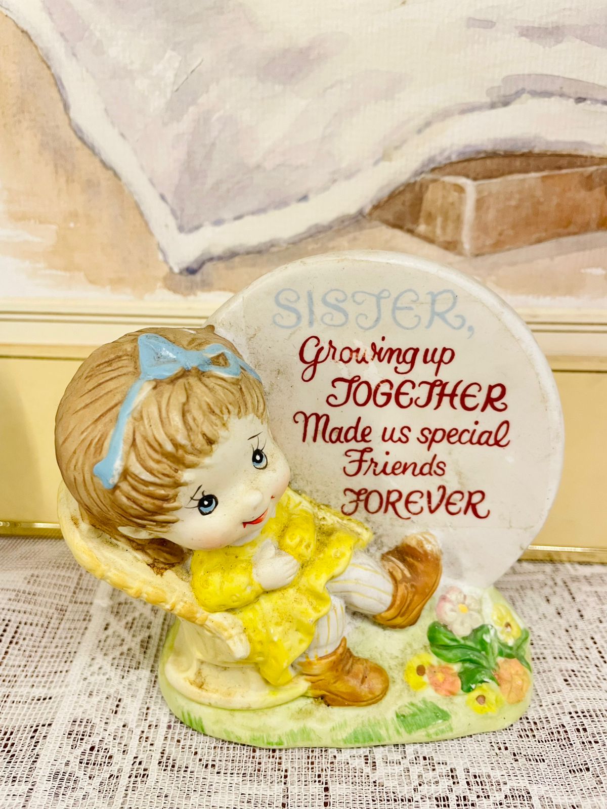 Sister Figurine - "Growing Together, Friends Forever" Ceramic Collectible