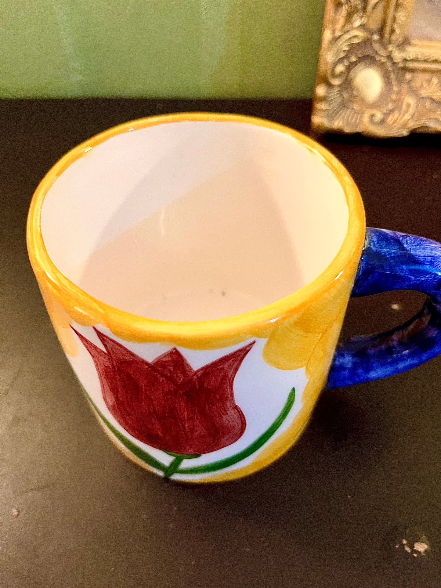 Hand Painted Tulip Ceramic Coffee Mug 4 Inch