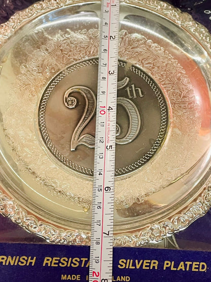 Queen Anne 25th Anniversary Silver Plated Plate – Made in England