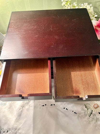 Dark Wood Two-Drawer Desk Organizer / Document Tray 30 cm
