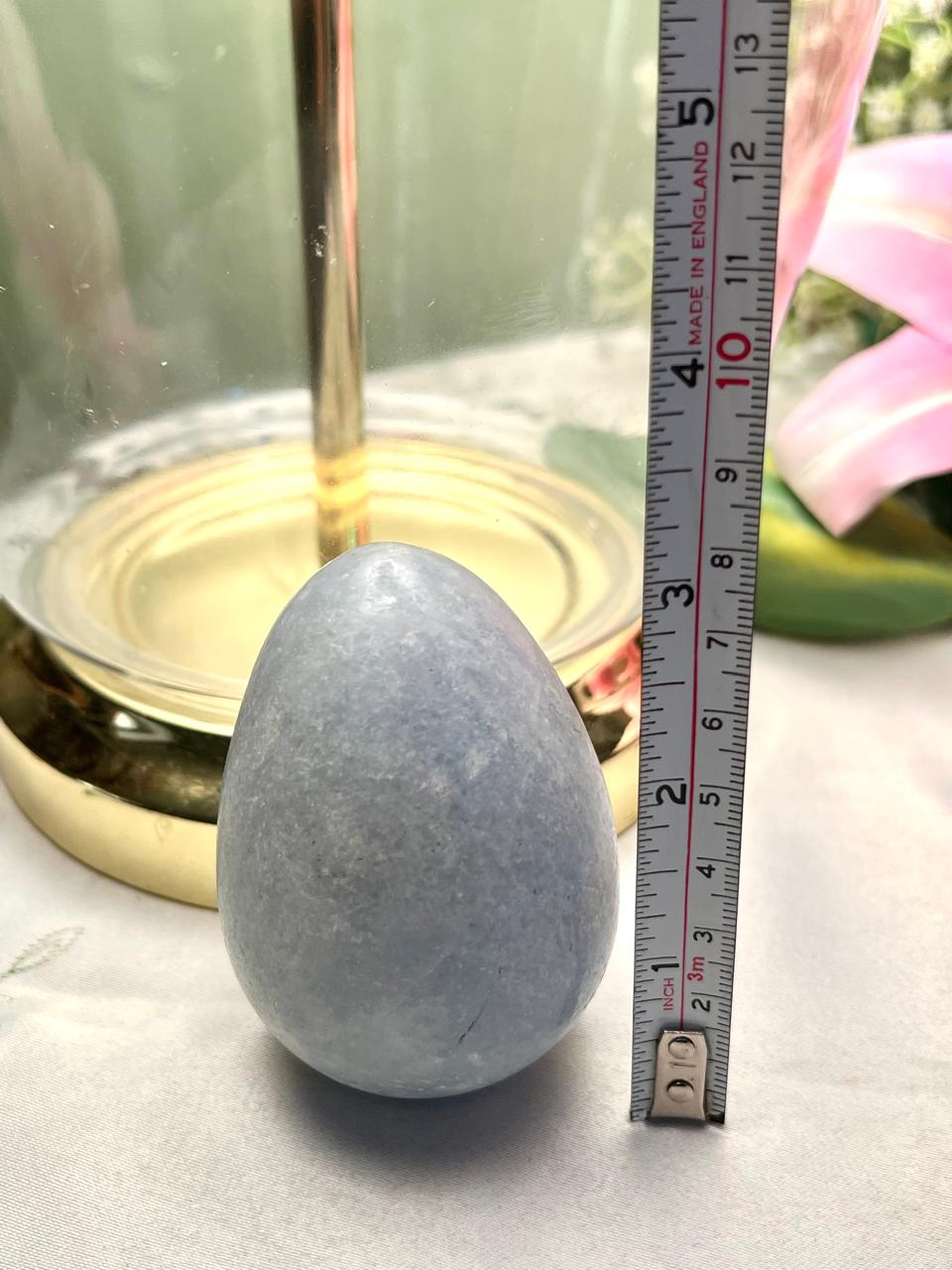 Grey Stone Egg Ornament / Decorative Mineral Egg Approx. 7 cm