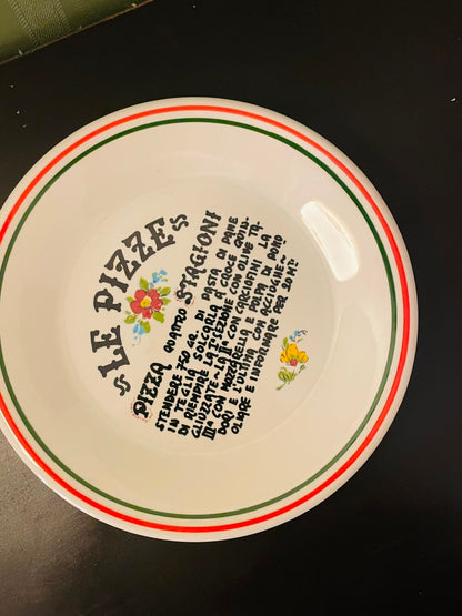 Vintage Italian Le Pizze Pizza Plate 10 Inch Hand Painted