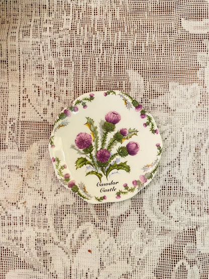 Vintage Bone China Thistle Caernarfon Castle Mini Plate 3 inch