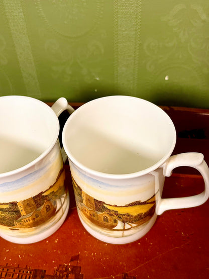J & S Chown Cornwall Fine Bone China Scenic Mugs Set of 2