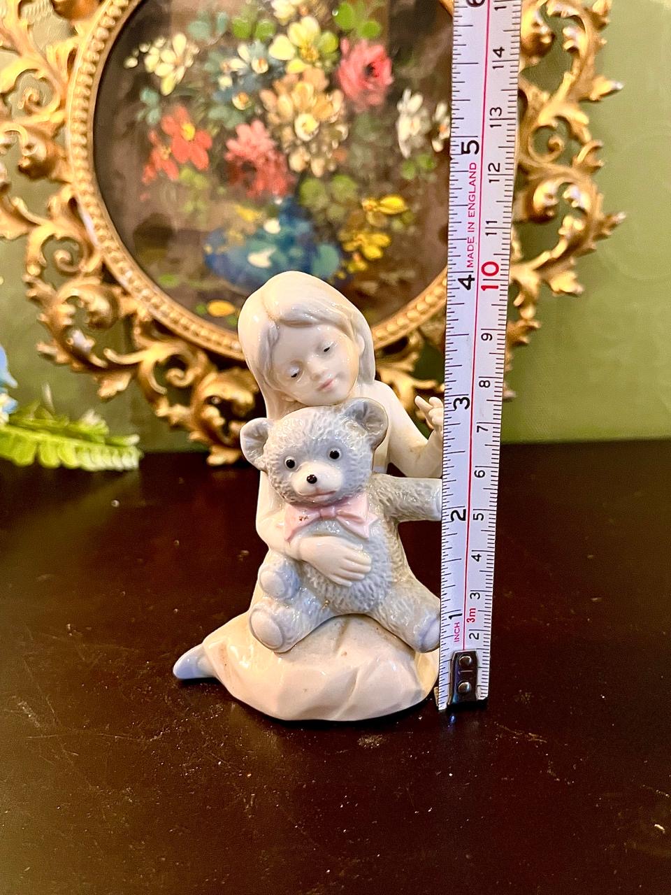 Porcelain Girl with Teddy Bear Figurine