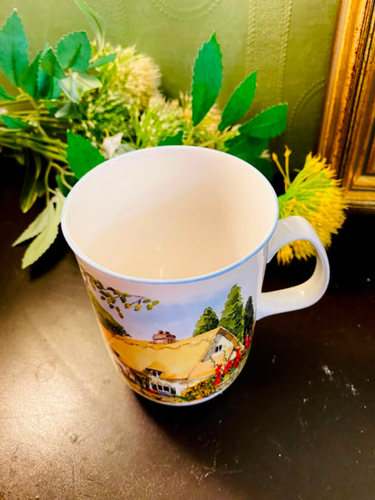 English Cottage Scene Ceramic Mug 4 Inch Country House Design