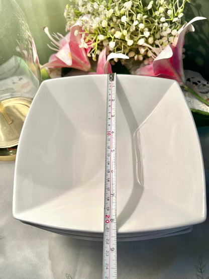 Pausa White Square Porcelain Large Serving Bowls (Each) – 20 cm