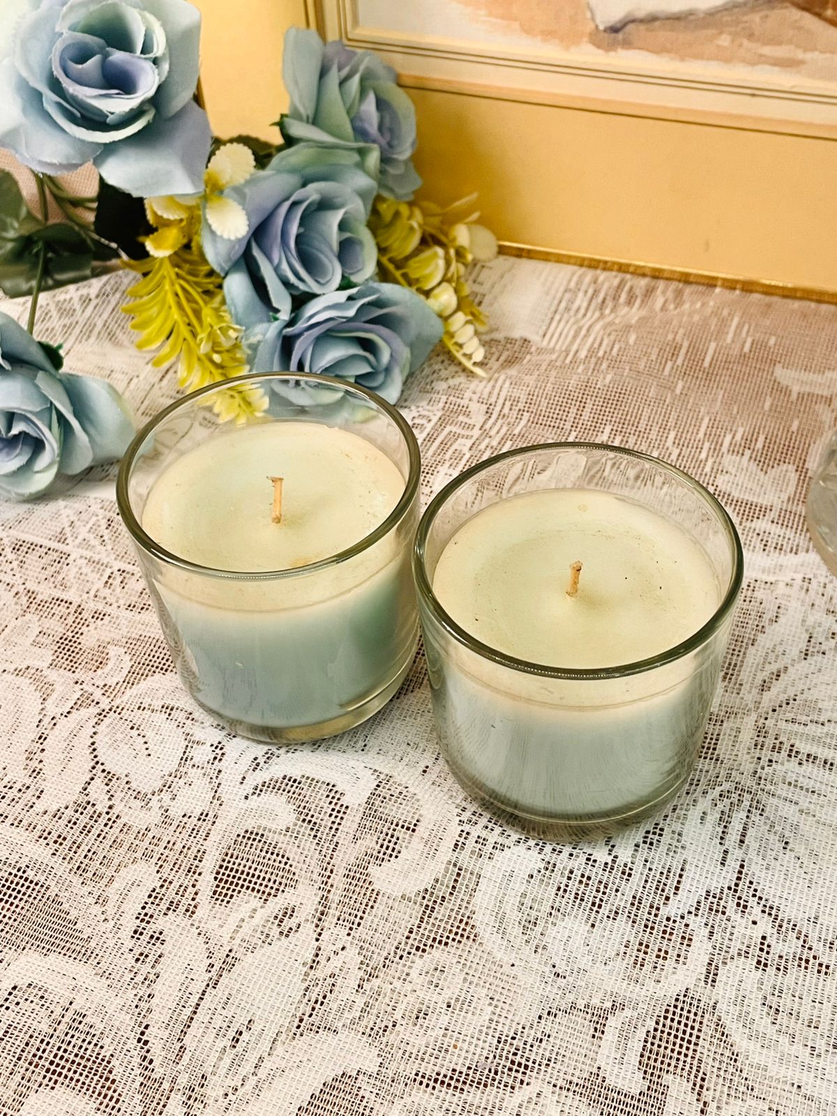 Vintage Glass Jar Candle  – Soft Sage Duo