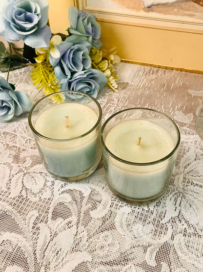 Vintage Glass Jar Candle  – Soft Sage Duo