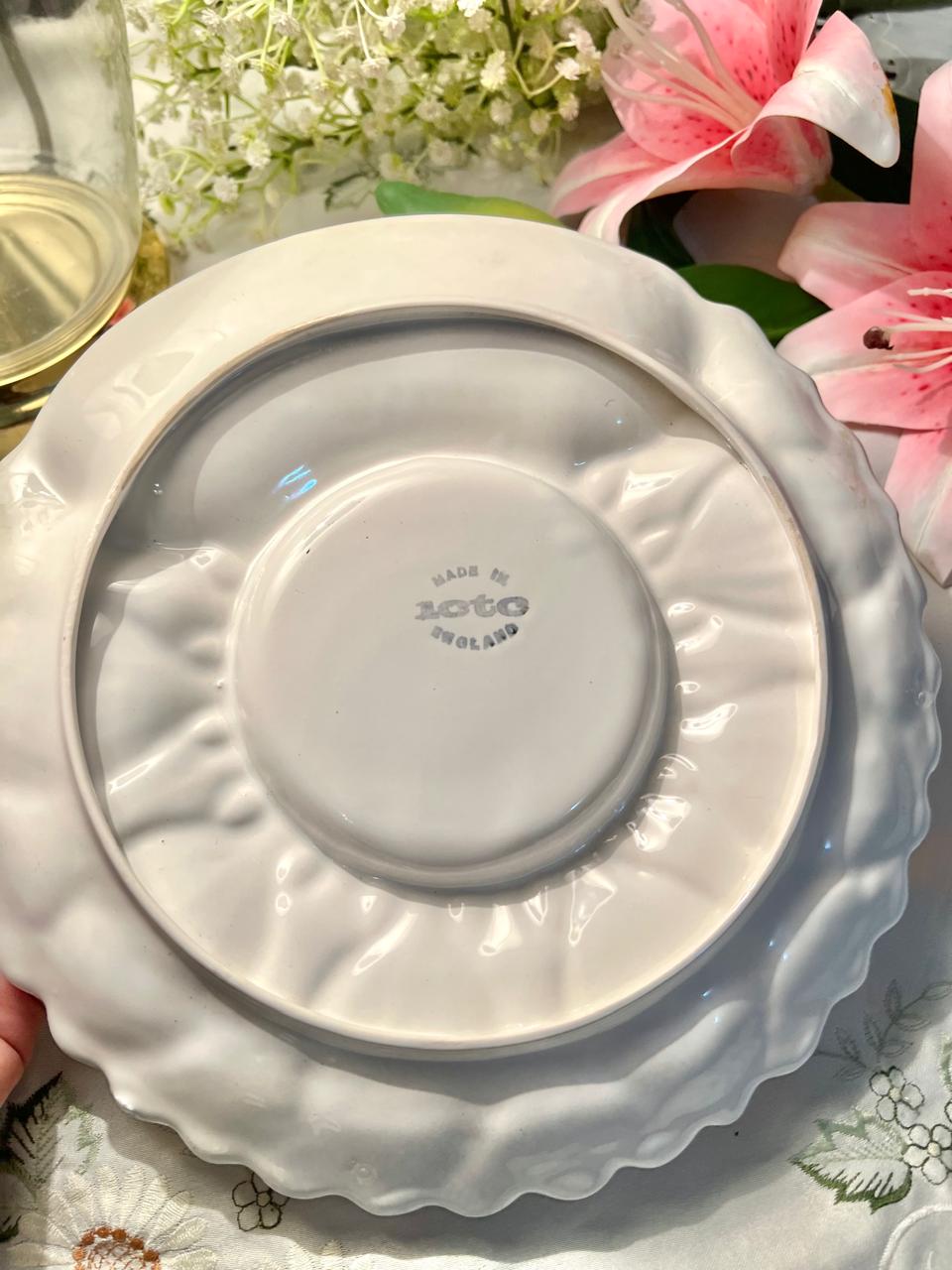 Large White Divided Floral Serving Platter 10" Made in Stoke England
