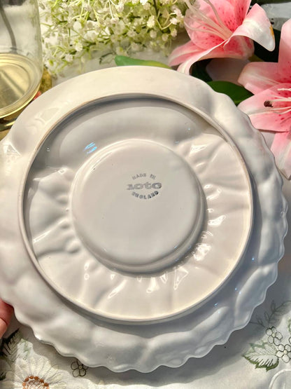 Large White Divided Floral Serving Platter 10" Made in Stoke England