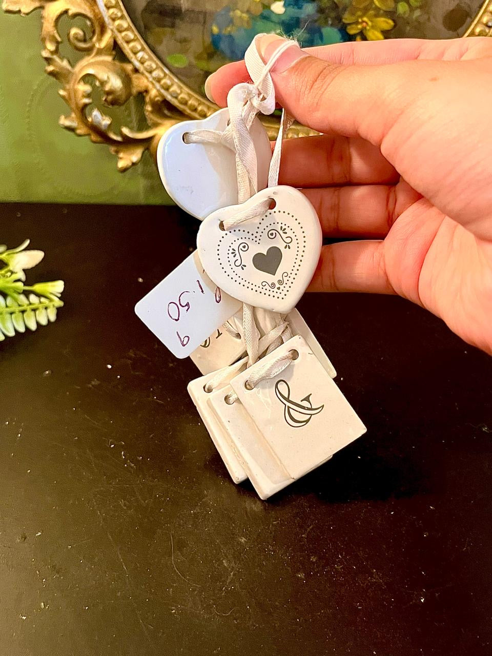 Ceramic Letter Heart Hanging Decoration Set