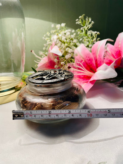 Vintage Clear Crystal Potpourri Jar Silver-Tone Lid 7.5 cm