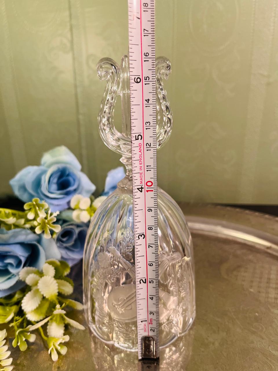Vintage Pressed Crystal Bell 16 cm Lyre Handle