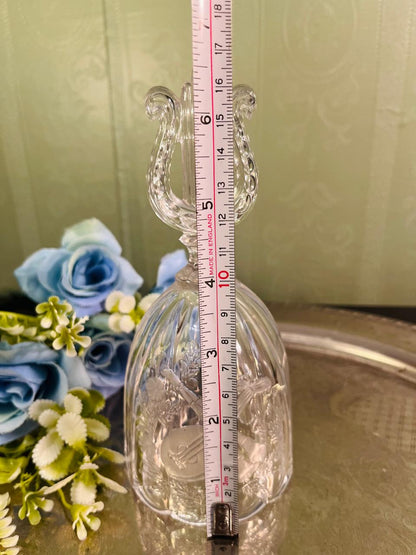 Vintage Pressed Crystal Bell 16 cm Lyre Handle