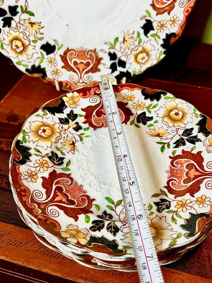 Floral Brown & Cream Ceramic Plate Set – 5 Pieces