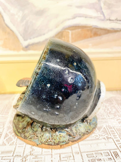 Vintage Bird in a Cup Ceramic Figurine - Handcrafted Nature-inspired Art