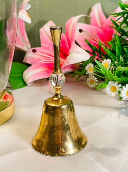 Brass-Tone Hand Bell with Crystal Accent – 12 cm